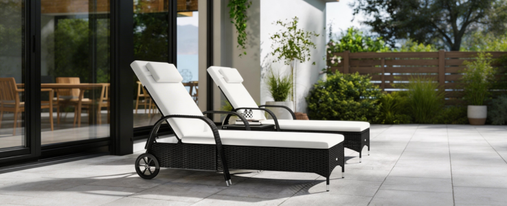 Rattan sun lounger