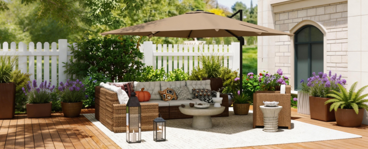 Offset cantilever parasol