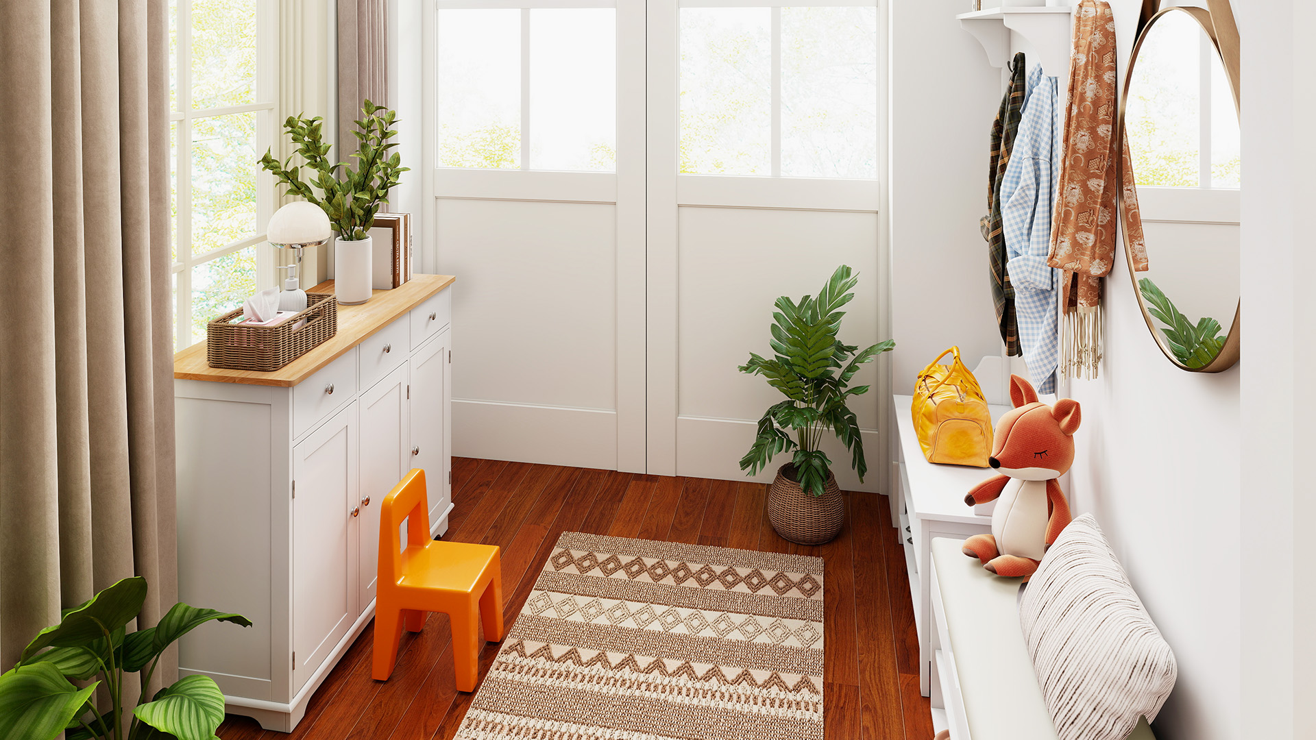 BRIGHT AND PRACTICAL FAMILY ENTRYWAY