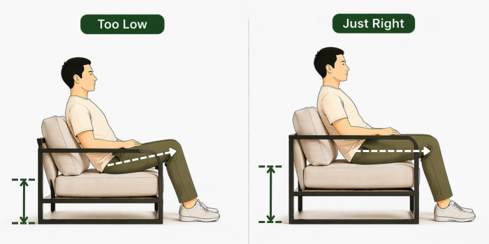 
3️⃣ Height — Sit Naturally, Relax Fully