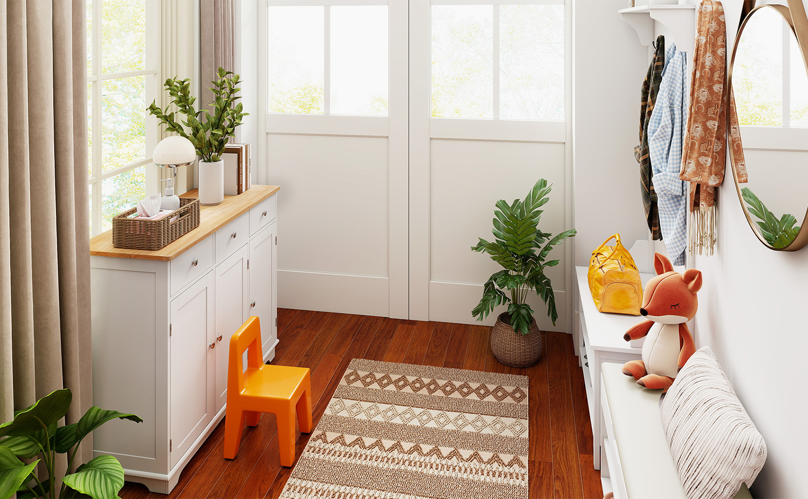 BRIGHT AND PRACTICAL FAMILY ENTRYWAY
