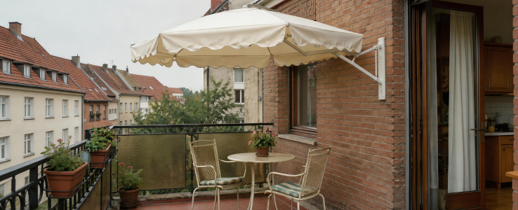 Wall-mounted parasol structures
