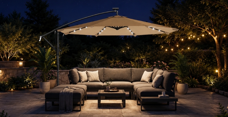 Solar LED parasols are a particularly clear example of this functional development.