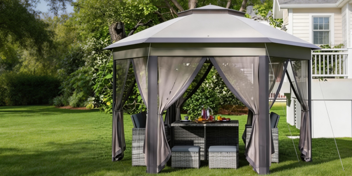 Gazebo with mosquito nets