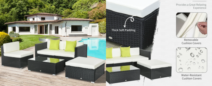 Furniture set with removable cushion covers