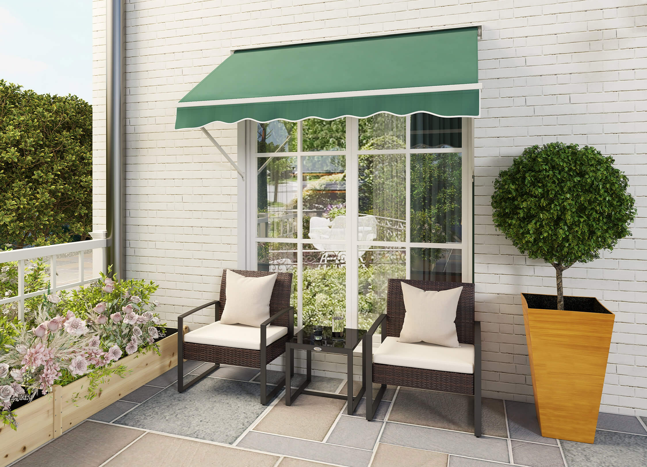 Gemütliches Plätzchen um Blumen