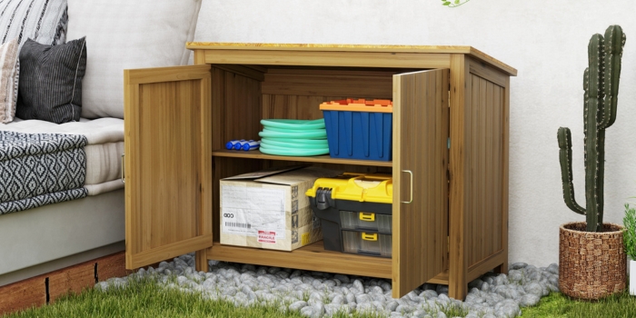 Garten-Holzkommode mit 2 Regalen