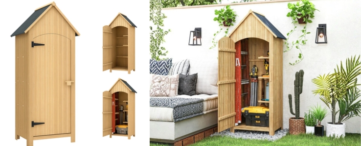 Praktische Lagerräume mit integrierten mehrstöckigen Regalen