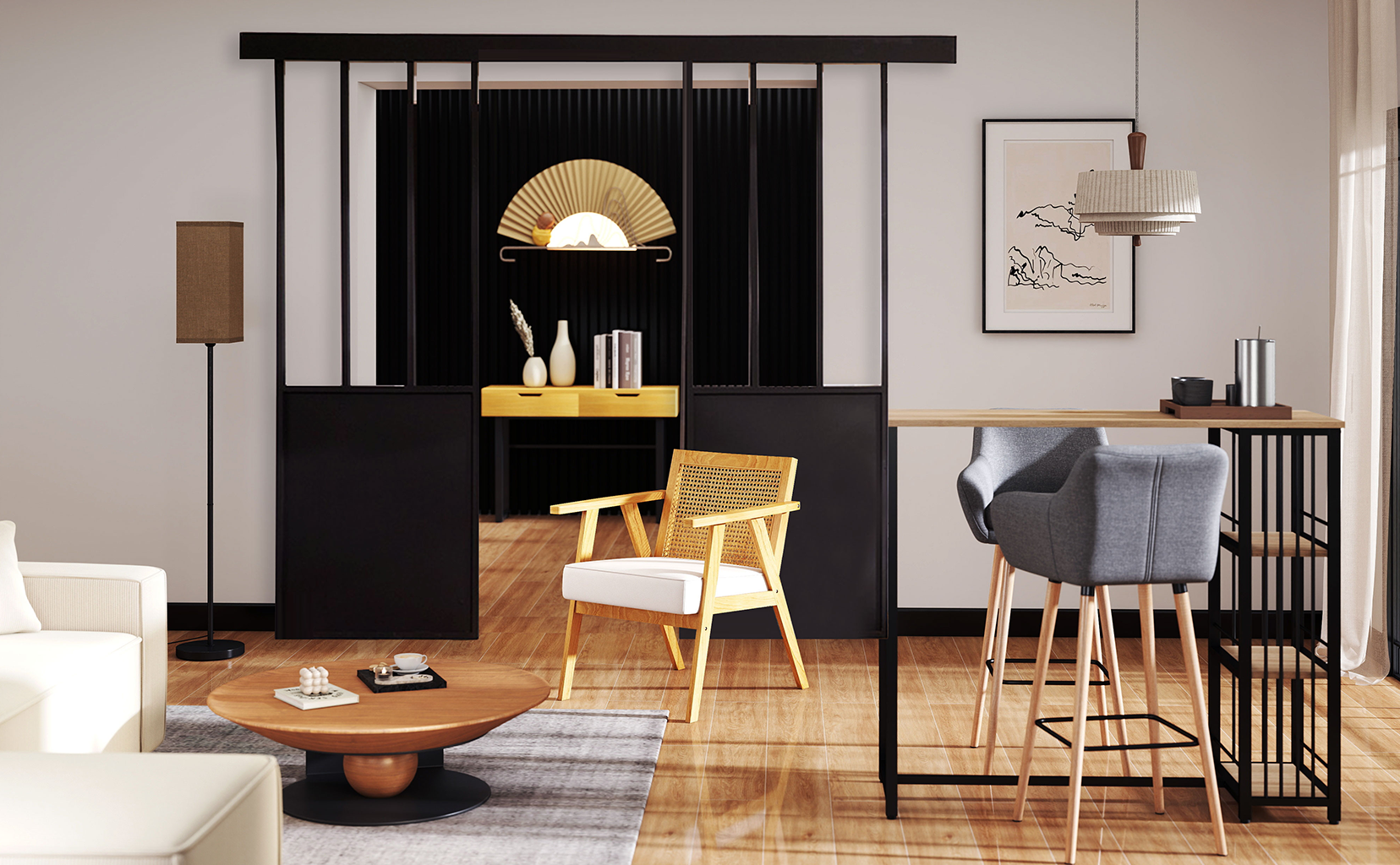 Raffiniertes Wohnen in kühnen Kontrasten