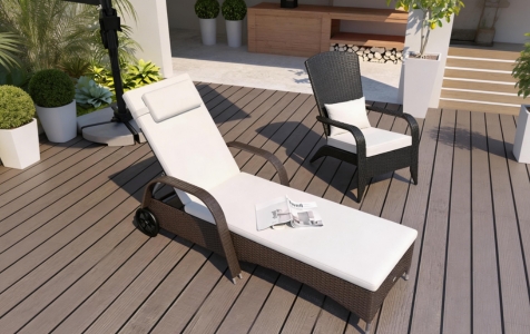 Polyrattan-Sonnenliege mit Rollen