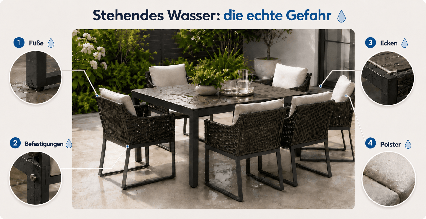 „Staunässe: Die wahre Gefahr für Ihre Gartenmöbel“