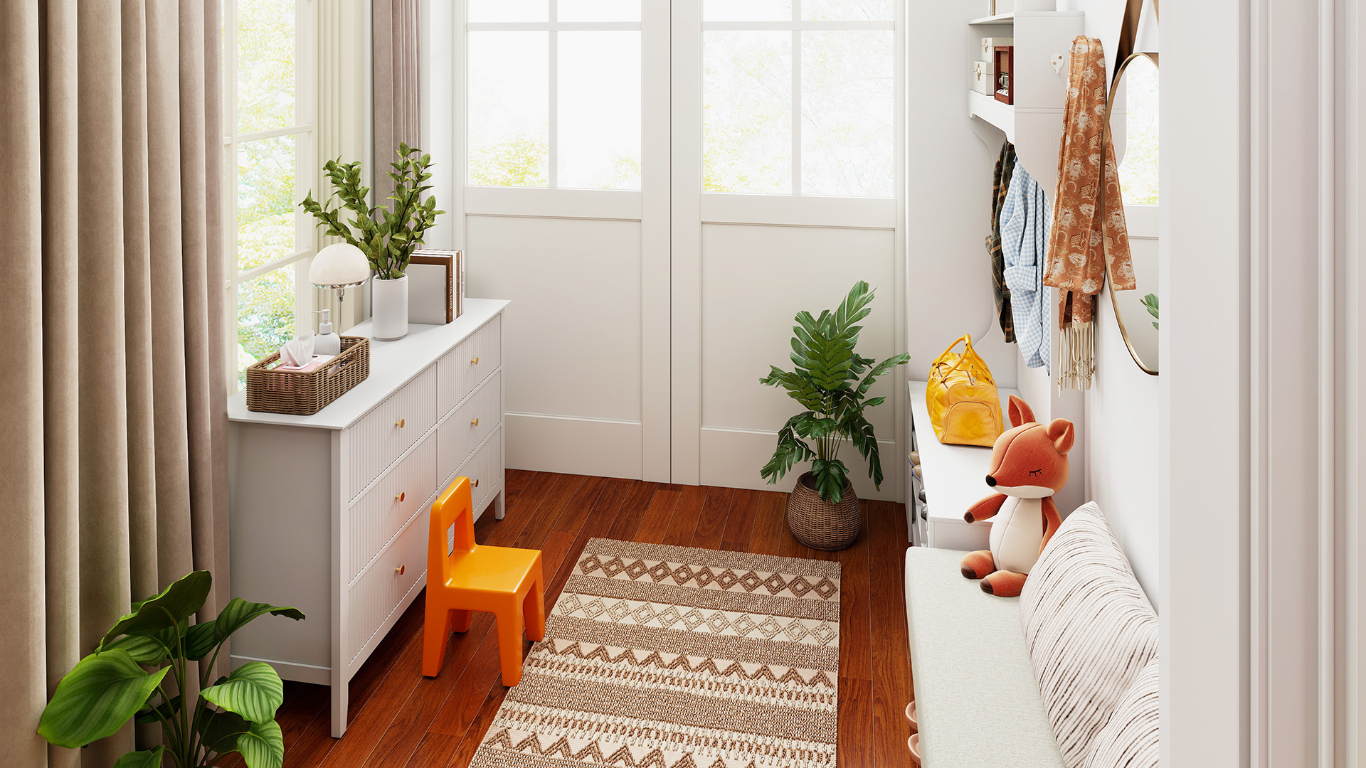 Jasny i praktyczny przedpokój rodzinny