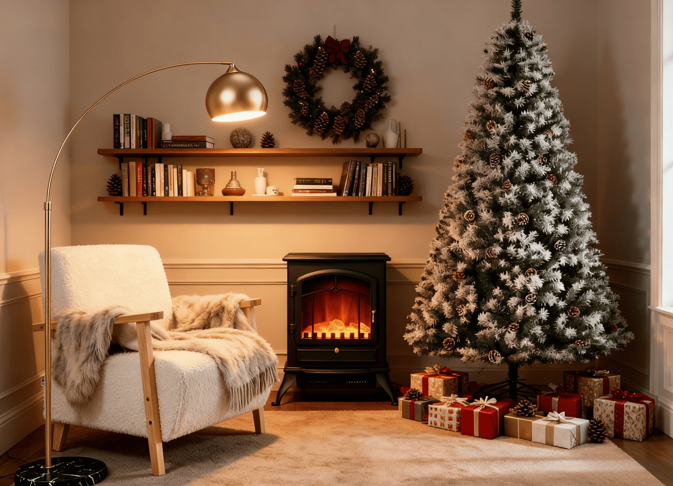 Gezellige kerst leeshoek