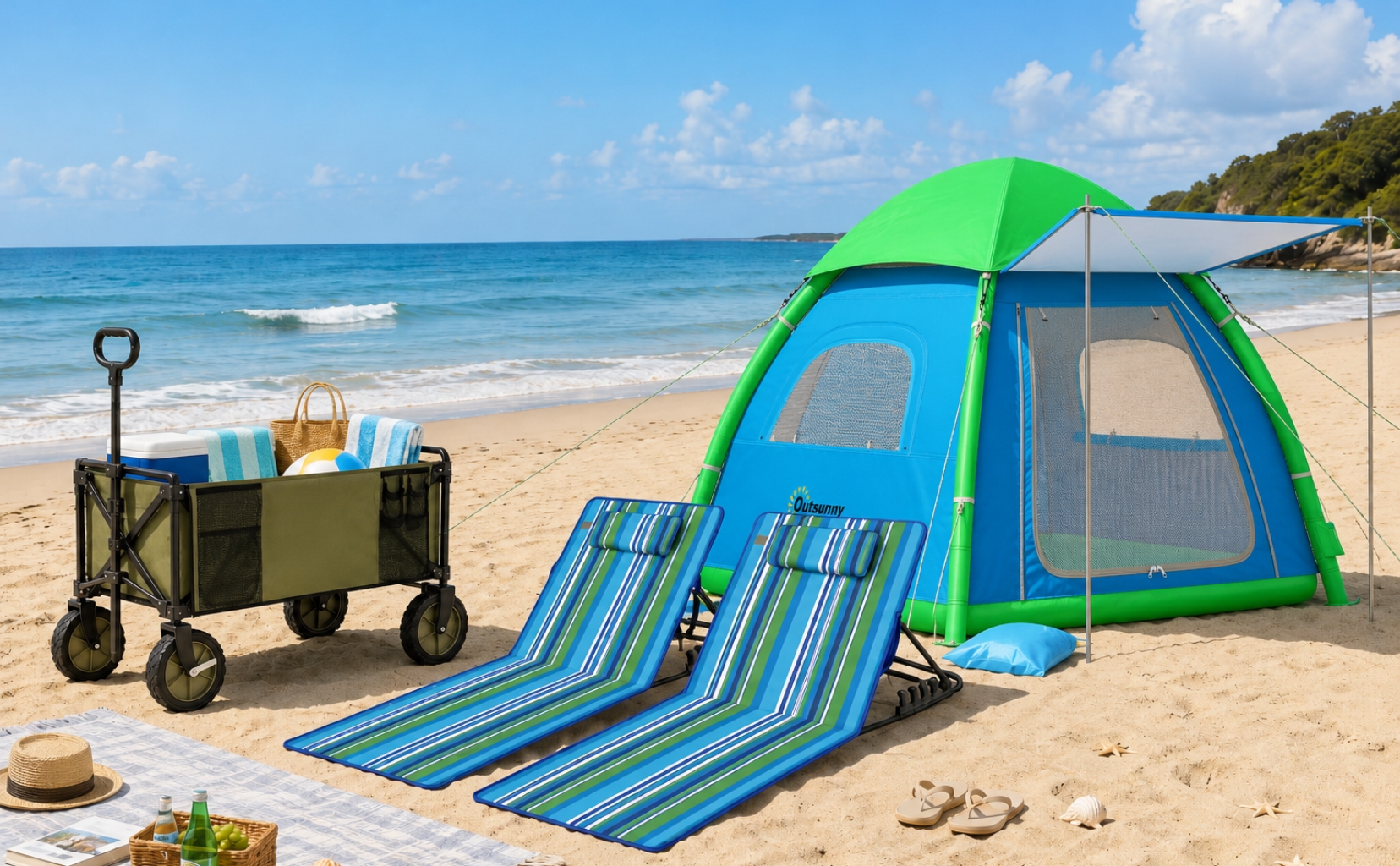 Zomer Strand Kampeeropstelling voor Gemakkelijk