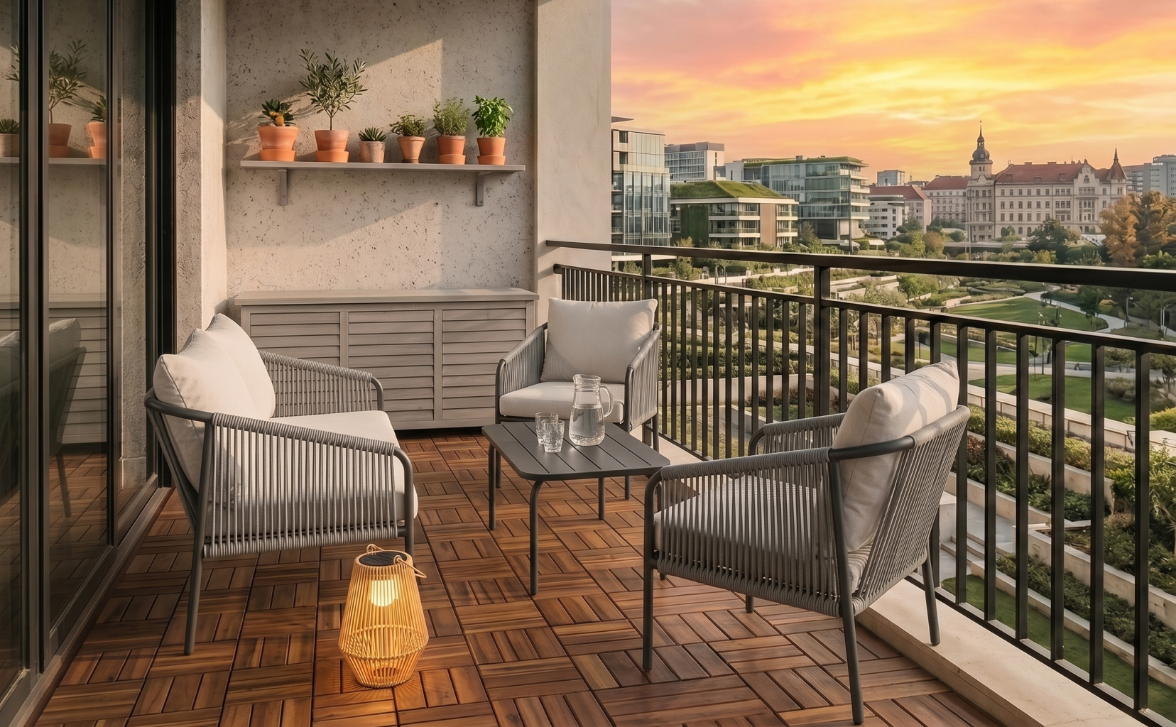Klein balkon, verfijnd comfort
