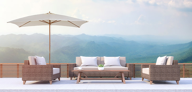 Parasol exotique en bois de bambou