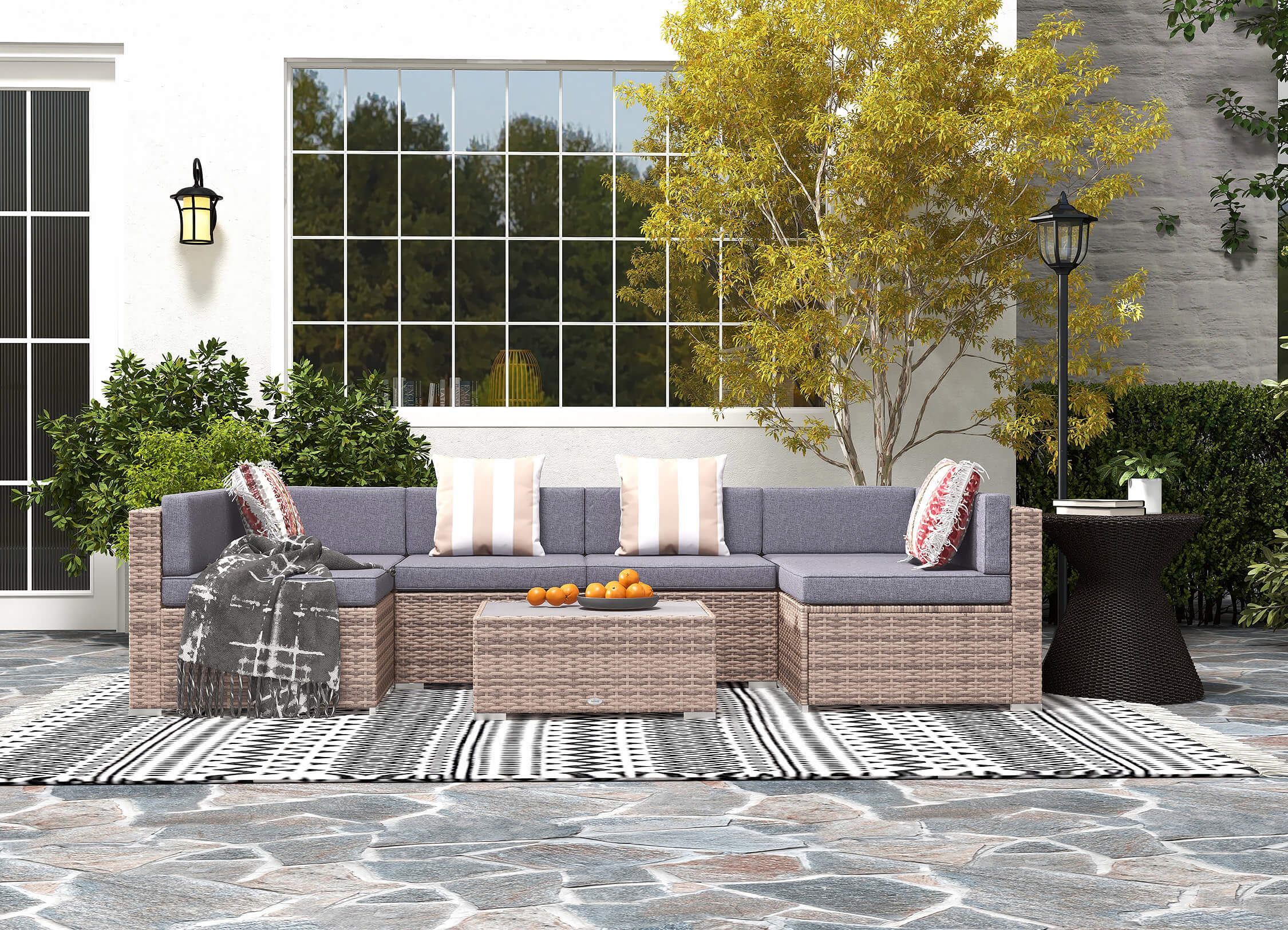 Coin paradis: salon jardin rotin, confort & élégan