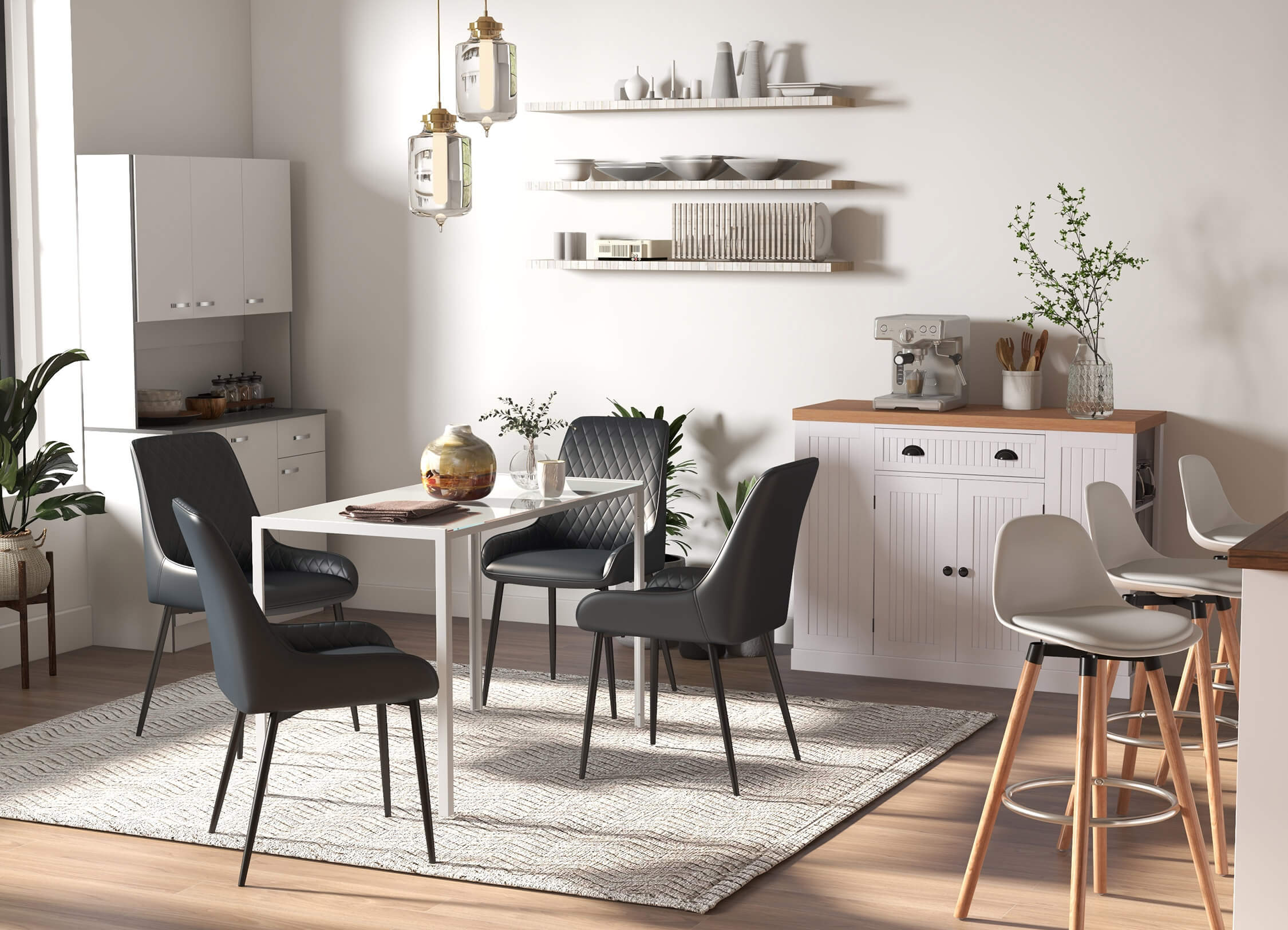 Salle à manger chic, conviviale : mobilier design.