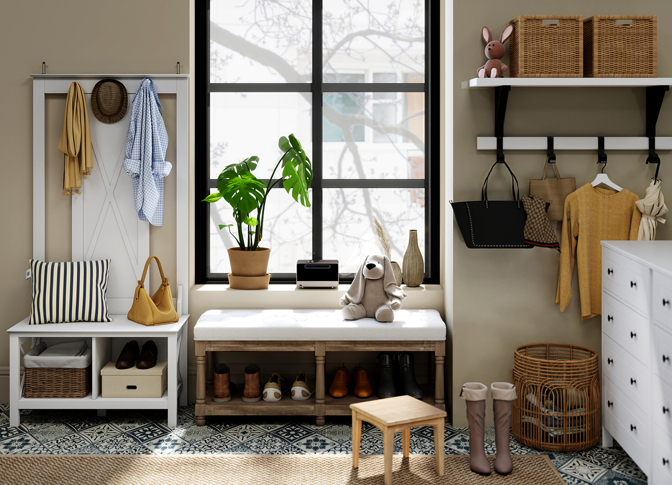 Entrée chaleureuse et fonctionnelle