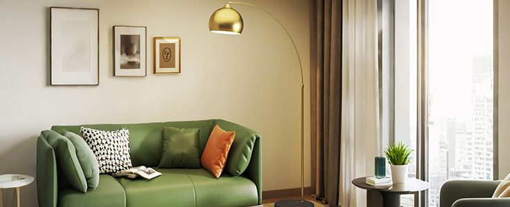 Lampadaire arc doré avec pied en marbre