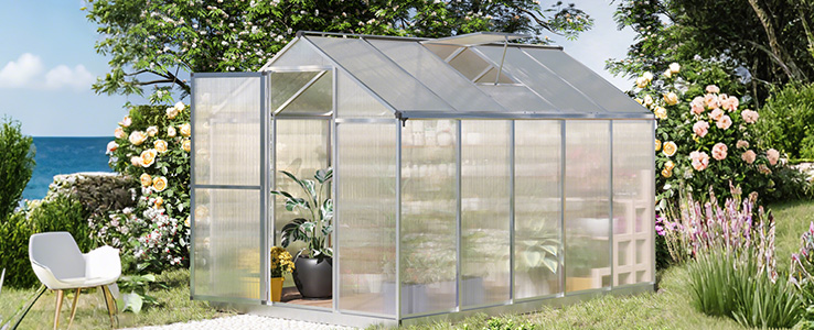 Grande serre 4,8 m² en polycarbonate avec fondation