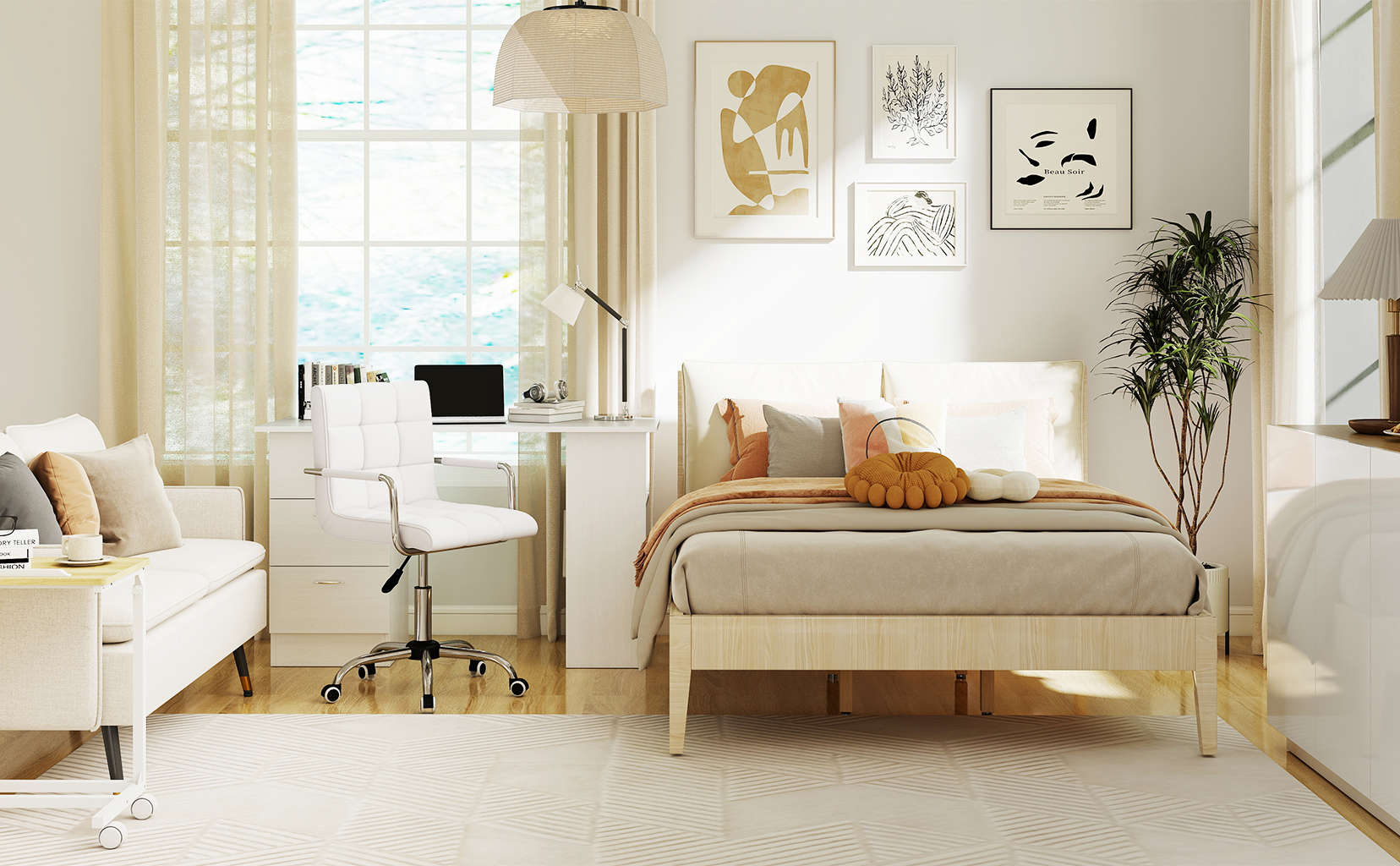 Ambiance studieuse et cosy pour une chambre épurée