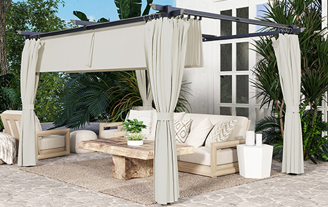 Pergola avec rideaux