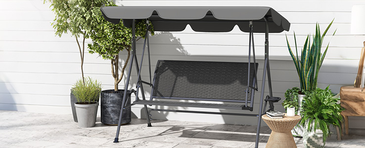 Balancelle de jardin en acier et résine tressée