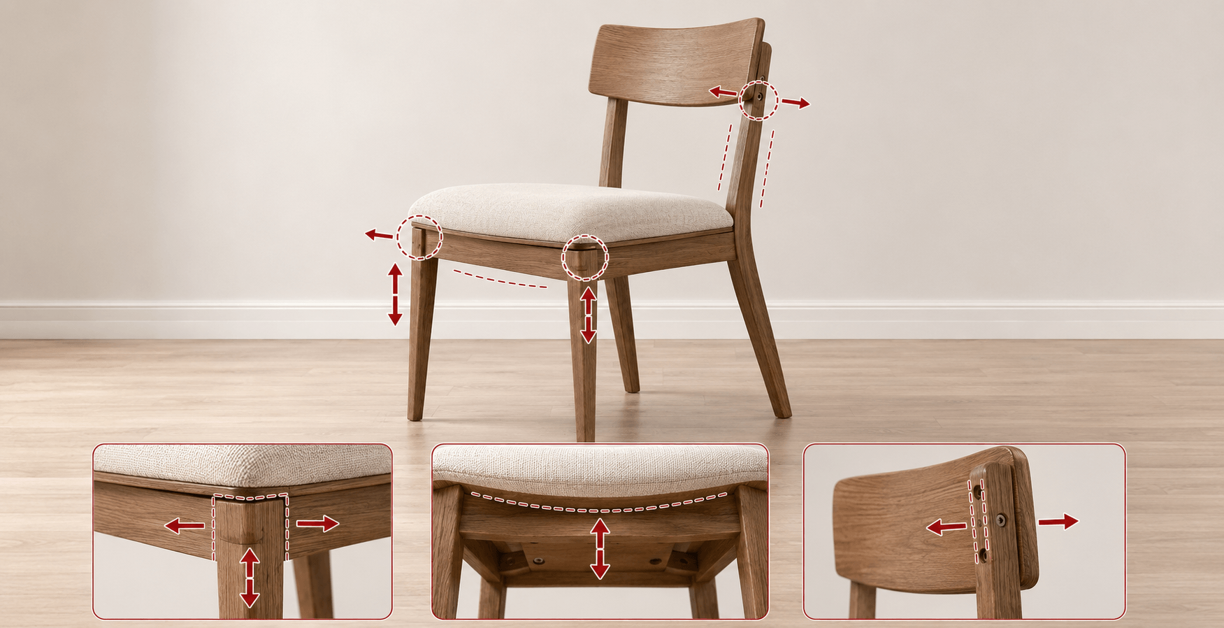 Une chaise subit des mouvements répétés, tandis qu’une table supporte surtout une charge verticale.