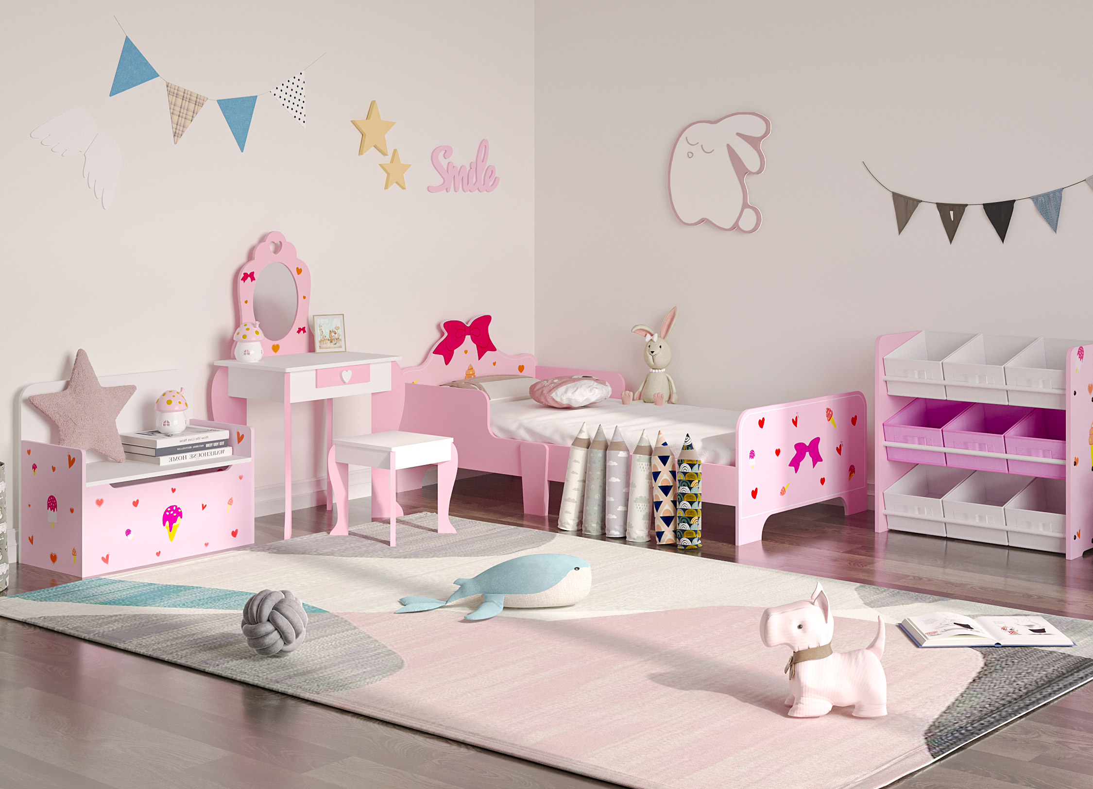 Habitación infantil lazos Rosa