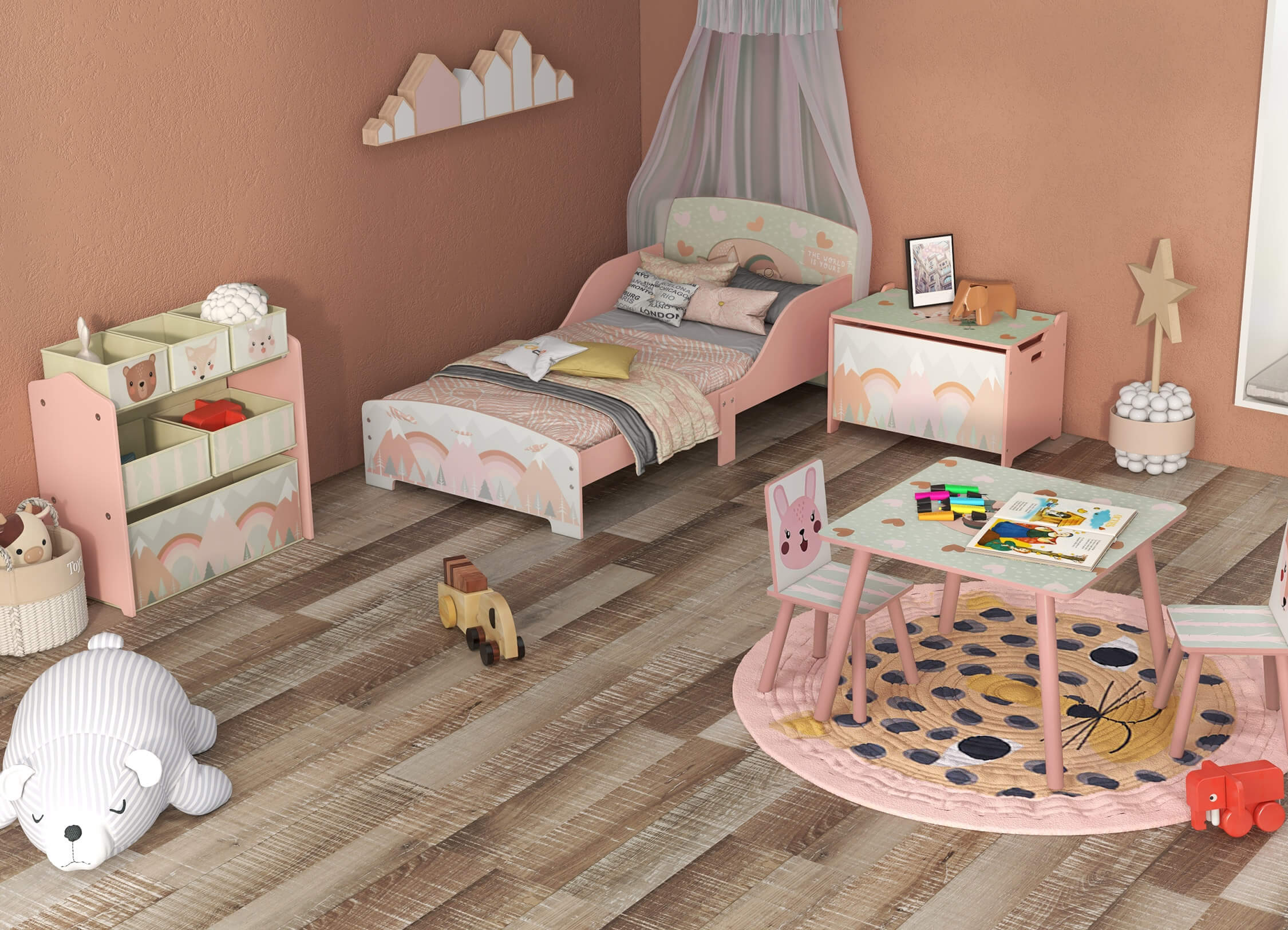 Habitación infantil animales Rosa