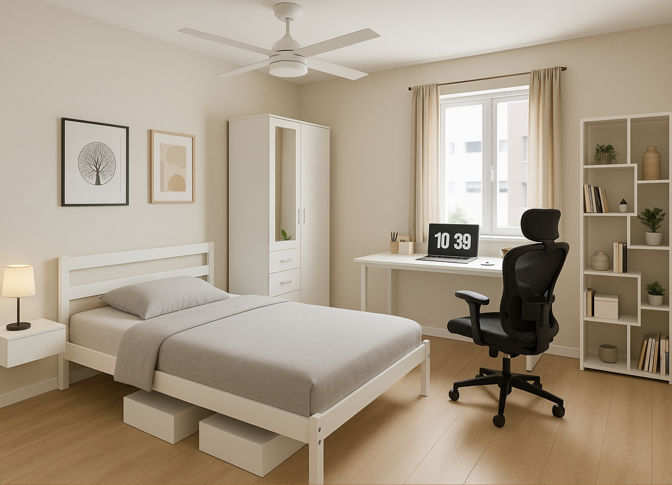 Dormitorio cómodo y funcional para estudiar