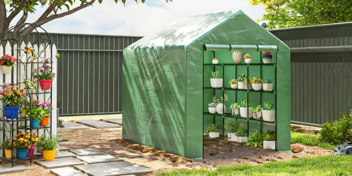 Estufa com prateleiras