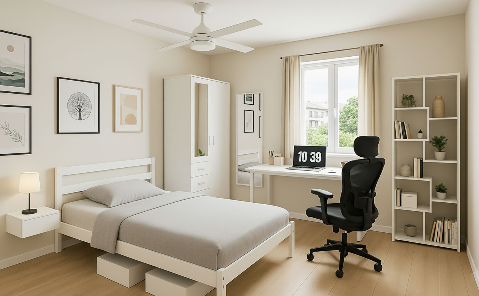 Dormitorio cómodo y funcional para estudiar