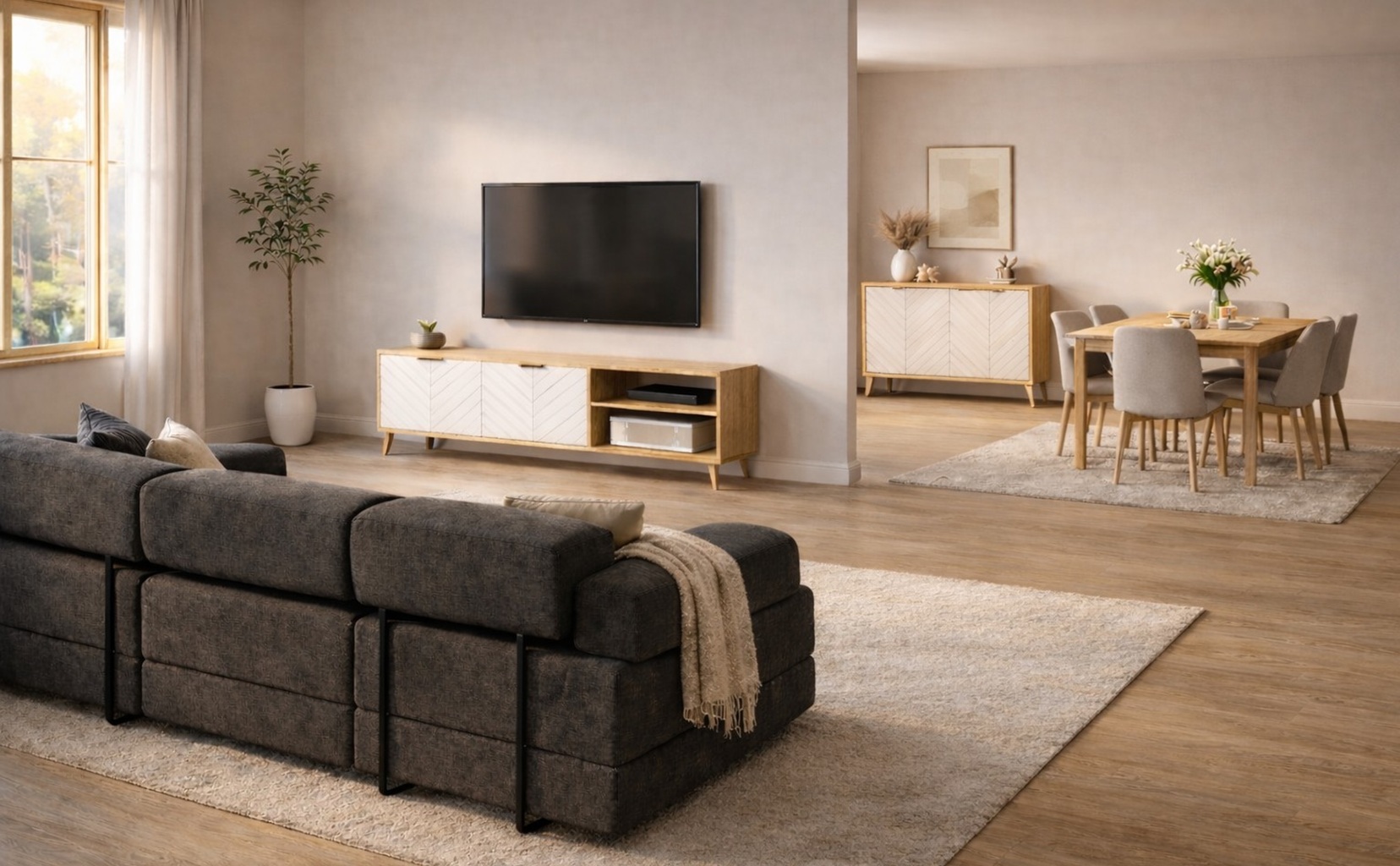 Salón amplio y moderno