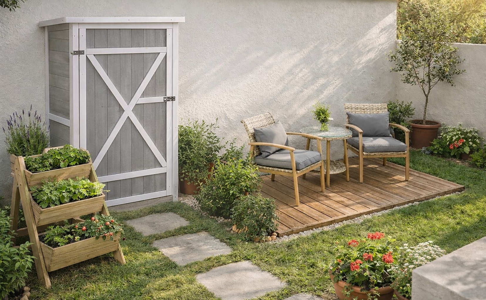 Organización y descanso en el jardín