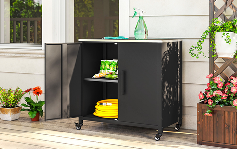 Armário de jardim com bancada