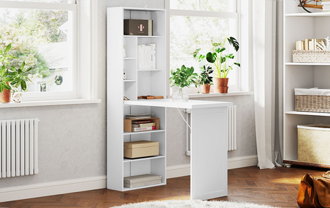 Escritorio plegable con estantería