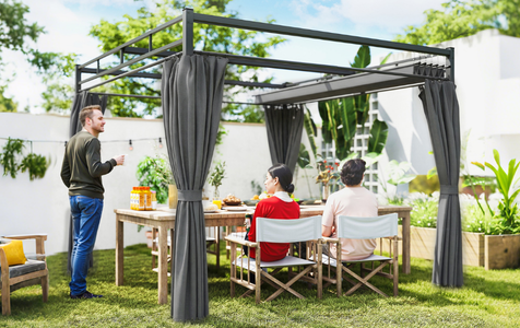 Pérgola com cortinas