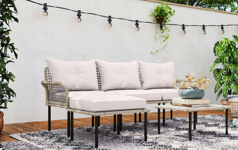 Conjunto de jardín de ratán sintético