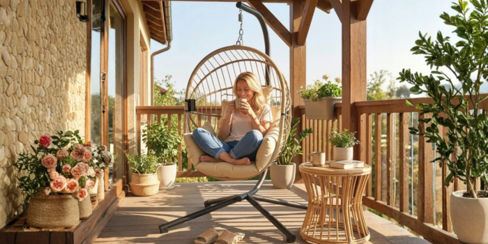 Sillón colgante tipo huevo