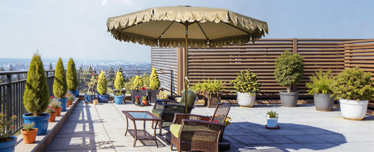 La sombrilla clásica de jardín