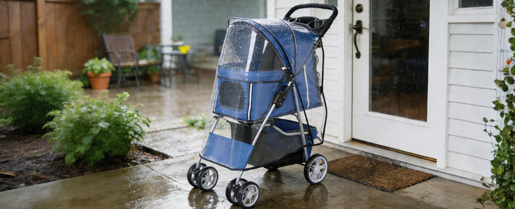 Carrito para mascotas con cubierta impermeable