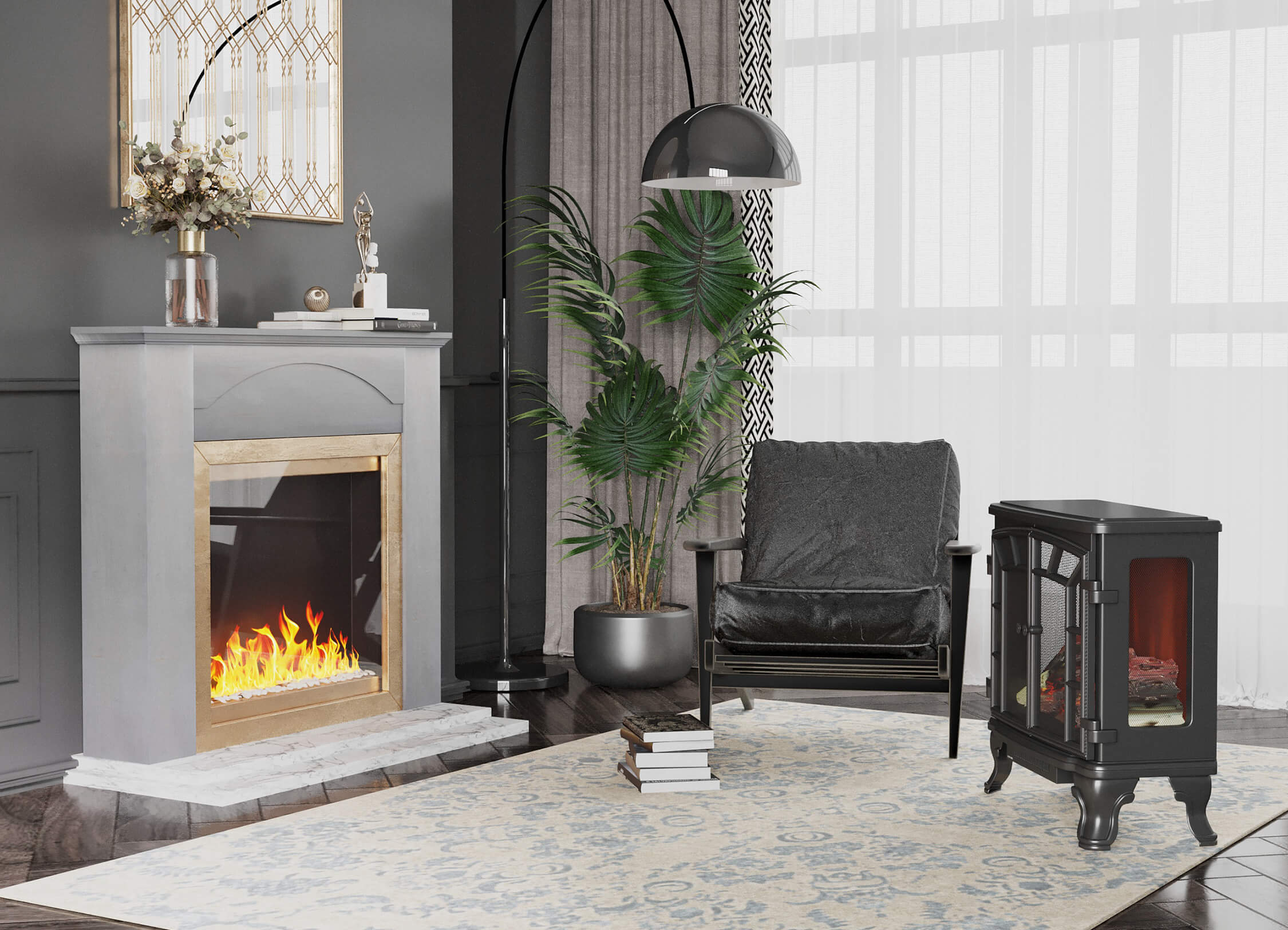 Aconchego Sofisticado com Lareira Cintilante