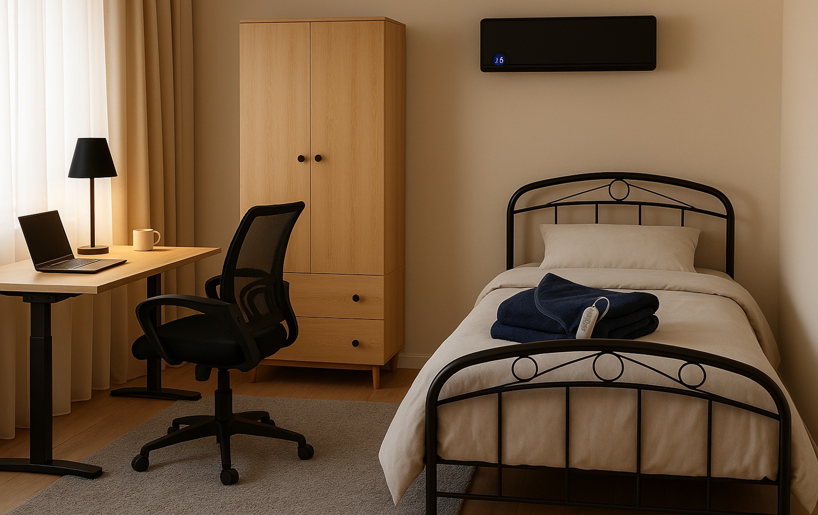 Quarto aquecido para o inverno