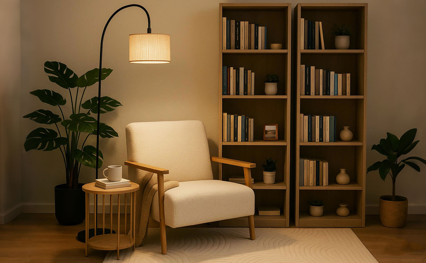 Cantinho de leitura aconchegante