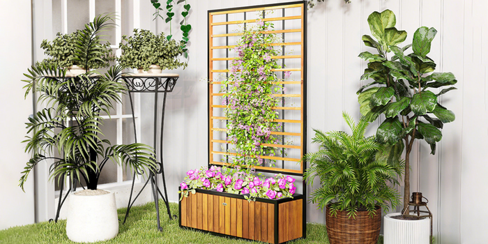 Mesas de cultivo com treliça