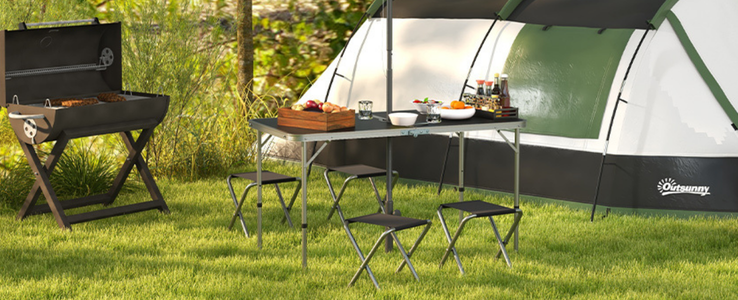 Mesa e cadeiras de camping dobráveis
