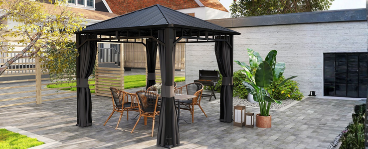 Gazebo com cobertura rígida