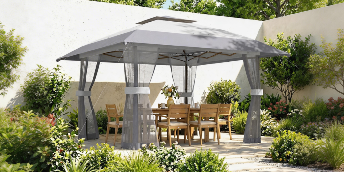 Gazebo com rede mosquiteira